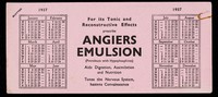 view For its tonic and reconstructive effects prescribe Angier's Emulsion : aids digestion, assimilation and nutrition, tones the nervous system, hastens convalescence.