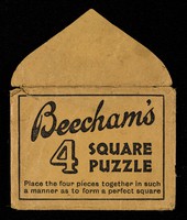 view Beecham's 4 square puzzle : place the four pieces together in such a manner as to form a perfect square.