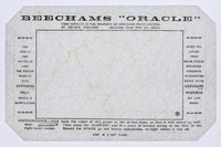 view Beecham's "oracle" : this novelty is the property of Beechams Pills Limited, St. Helens, England : (registered trade mark no. 586676).