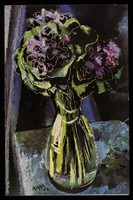 view No. 1 of a series of modern flower paintings by Edmond X. Kapp : Blue Violets (1954) : contemporary treatment.
