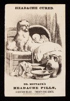 view Headache cured : Dr. Mettaur's Headache Pills, a certain relief. Twenty-five cents.