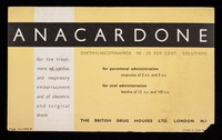 view Anacardone (diethylnicotinamide in 25 per cent. solution).