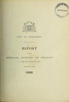 view [Report 1926] / Medical Officer of Health, Aberdeen City.