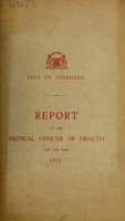 view [Report 1931] / Medical Officer of Health, Aberdeen City.