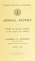 view [Report 1921] / Medical Officer of Health, Berwick County Council.