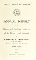 view [Report 1929] / Medical Officer of Health, Berwick County Council.