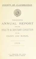 view [Report 1920] / Medical Officer of Health, Clackmannan County Council.