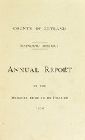 view [Report 1920] / Medical Officer of Health, County of Zetland (Shetland Islands).