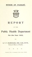 view [Report 1933] / Medical Officer of Health, Paisley Burgh.