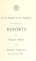 view [Report 1932] / Medical Officer of Health, St Andrews.