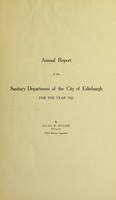 view [Report 1922] / Sanitary Dept., Edinburgh City.