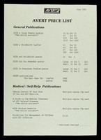 view AVERT price list : June 1992.