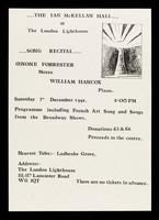 view The Ian McKellan Hall at the London Lighthouse : song recital : Oenone Forrester mezzo, William Hancox piano : Saturday 7th December 1991 / [London Lighthouse].