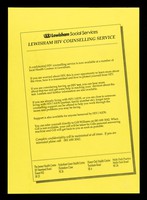 view Lewisham HIV counselling service / Lewisham Social Services.