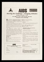 view AIDS : sharing the challenge - changing attitudes : Monday, December 2 1991 : The Officer's Mess, Imperial War Museum, Duxford, near Cambridge / Anglia Polytechnic, Nursing Standard.