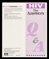 view HIV, the answers : Q&A / written by Jill Schettler.