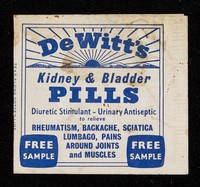 view De Witt's Kidney & Bladder Pills : diuretic stimulant - urinary antiseptic.