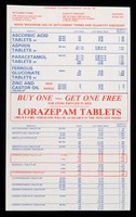 view Buy one - get one free for items printed in red : Lorazepam tablets 1mg & 2.5mg strengths will be available in the next few weeks.