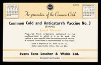 view The prevention of the common cold : Common Cold and Anticatarrh Vaccine No. 3 (Evans).