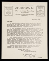 view Genatosan Ltd : Detoxicated Vaccine Department 143-5 Great Portland Street, London, W.1.