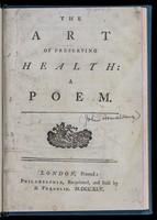 view The art of preserving health : a poem / [John Armstrong].