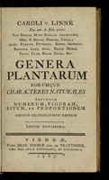 view Caroli v. Linné Genera plantarum : eorumque characteres naturales secundum numerum, figuram, situm, et proportionem omnium fructificationis partium ... / [Carl von Linné].