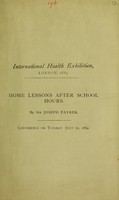 view Home lessons after school hours / by Sir Joseph Fayrer.