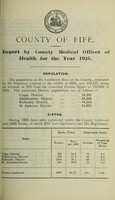view [Report 1925] / Medical Officer of Health, Fife County Council.