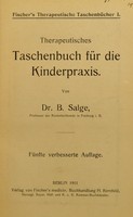 view Therapeutisches Taschenbuch für die Kinderpraxis / von B. Salge.