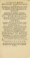 view Specimen medicum inaugurale de podagra et maxime efficaci gummi guajaci in spiritu nitri dulci soluti atque hirudinum in eadem usu / Quod ...  eruditorum examini submittit Joachimus ab Exter.