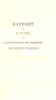 view Rapport fait à l'Académie des Sciences, sur un mémoire de M. Flourens, intitulé: Détermination des propriétés du système nerveux, ou recherches physiques sur l'irritablilté et la sensibilité / [Georges Cuvier].