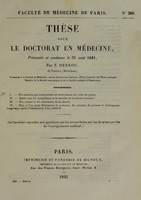 view Thèse pour le doctorat en médecine : présentée et soutenue le 31 août 1841, / par T. Debrou ... I. Des muscles qui concourent au mouvement du voile du palais. ... [etc].