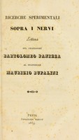 view Ricerche sperimentali sopra i nervi : lettera del professore Bartolomeo Panizza al professore Maurizio Bufalini.