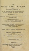 view On indigestion and costiveness : with hints to both sexes on the important, safe, and efficacious means of relieving diseases of the digestive organs by lavements: including directions for the selection and use of apparatuses for their administration: and the best medicinal preparations for intestinal and other injections. To which is added, observations on the mode of preserving health and prolonging life, by air, exercise, sleep, clothing, etc. Including many useful family prescriptions. The whole illustrated by coloured engravings / By Edward Jukes, Surgeon, inventor of the stomach-pump.