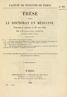 view Thèse pour le doctorat en médecine : présentée et soutenue le 27 août 1841, / par J.-B.-Jules-Alph. Compin, né à Grury ... I. De la nature des névralgies de la face. ... [etc].