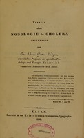 view Versuch einer Nosologie der Cholera orientalis / von Johann Gustav Lindgren.