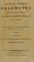 view Anaxagorae Clazomenii Fragmenta quae, supersunt, omnia / collecta commentarioque illustrata ab Eduardo Schaubach ... Accedunt de vita et philosophia Anaxagorae commentationes duae.