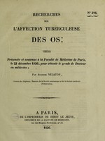 view Recherches sur l'affection tuberculeuse des os ... / Par Auguste Nélaton.