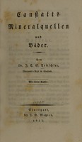 view Canstatt's mineralquellen und Bäder. / Von Dr. J. C. S. Tritschler.