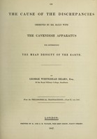 view On the cause of the discrepancies observed by Mr. Baily with the Cavendish apparatus for determining the mean density of the earth / by George Whitehead Hearn.