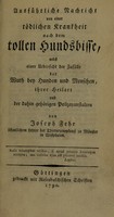 view Ausführliche Nachricht von einer tödlichen Krankheit nach dem tollen Hundsbisse / [Joseph Fehr].