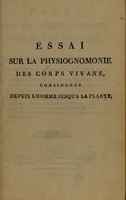 view Essai sur la physiognomie des corps vivans; considérée depuis l'homme jusqu' à la plante ... / Par J.-J. Sue.