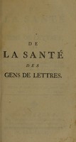 view De la santé des gens de lettres ... / [S.A.D. Tissot].