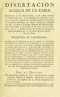 view Disertacion acerca de la rabia ... / Traducida al castellano ... Por ... Bartholomé Piñera y Siles.