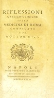 view Riflessioni critico-cliniche sulla medicina di Roma / compilate dal dottor M***.