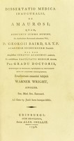 view Dissertatio medica inauguralis, de amaurosi ... / [Warner Wright].