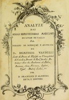 view Analyze das agoas hepathizadas marciaes do lugar de Falla feita debaixo da direcçao e auspicios do Dr. Domingos Vandelli / [Francisco d'Almeida Beja e Noronha].