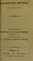 view Fragmenta / Digessit et curavit Christianus Gottlieb Gumpert. Praefatus est D. Christian. Gothfridus Gruner.