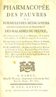 view Pharmacopée des pauvres ou formules des médicamens les plus usuels dans le traitement des maladies du peuple / [Nicolas Jadelot].