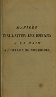 view Manière d'allaiter les enfans à la main au défaut de nourrices / Traduit de l'italien ... par M *** [i.e. J.B. le Febvre de Villebrune].